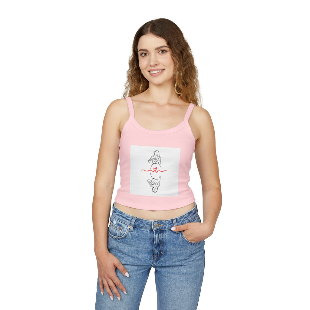 Women’s Heart Graphic Crop Tank Top — Spaghetti Strap