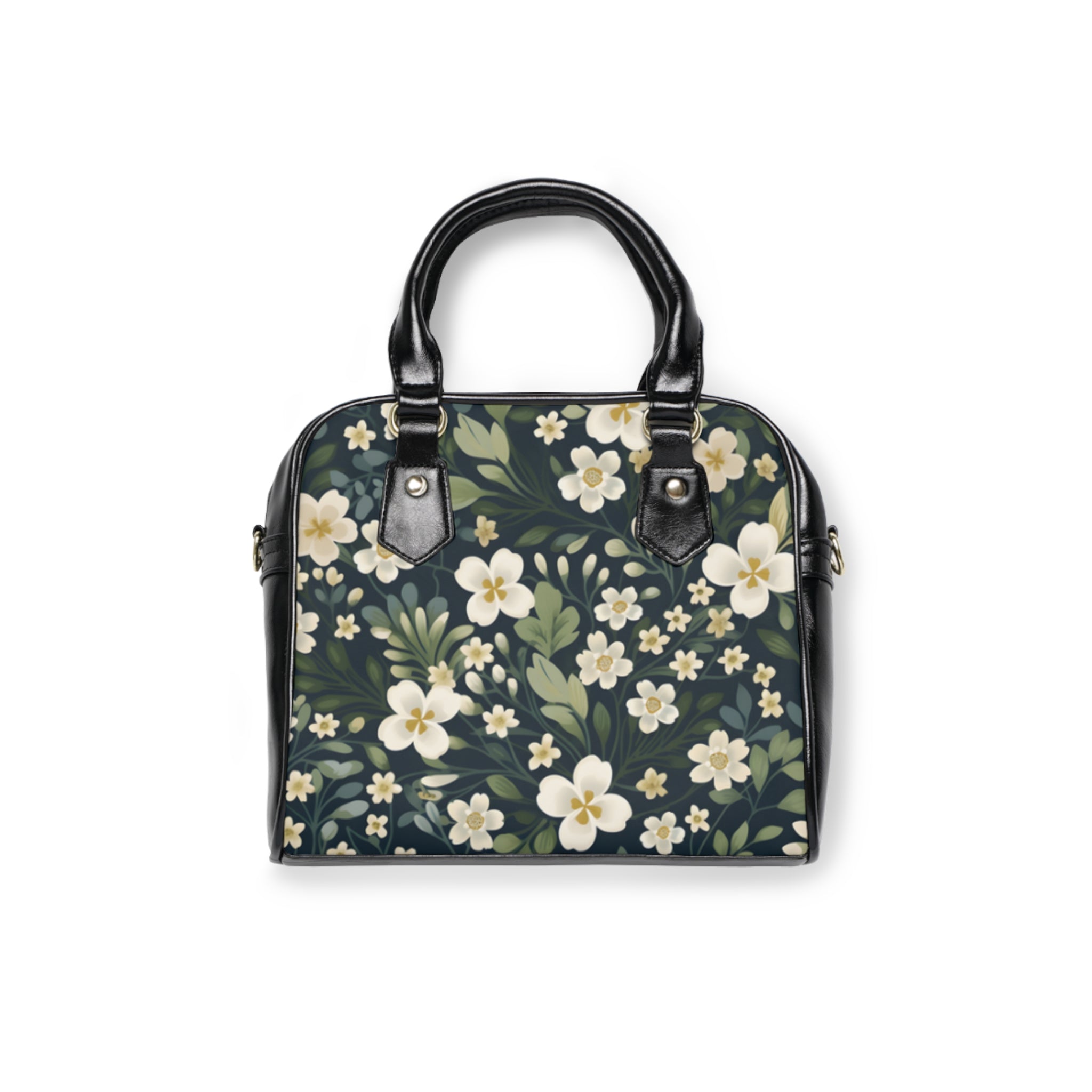 Floral Vintage Shoulder Handbag — Cream Blossom Pattern