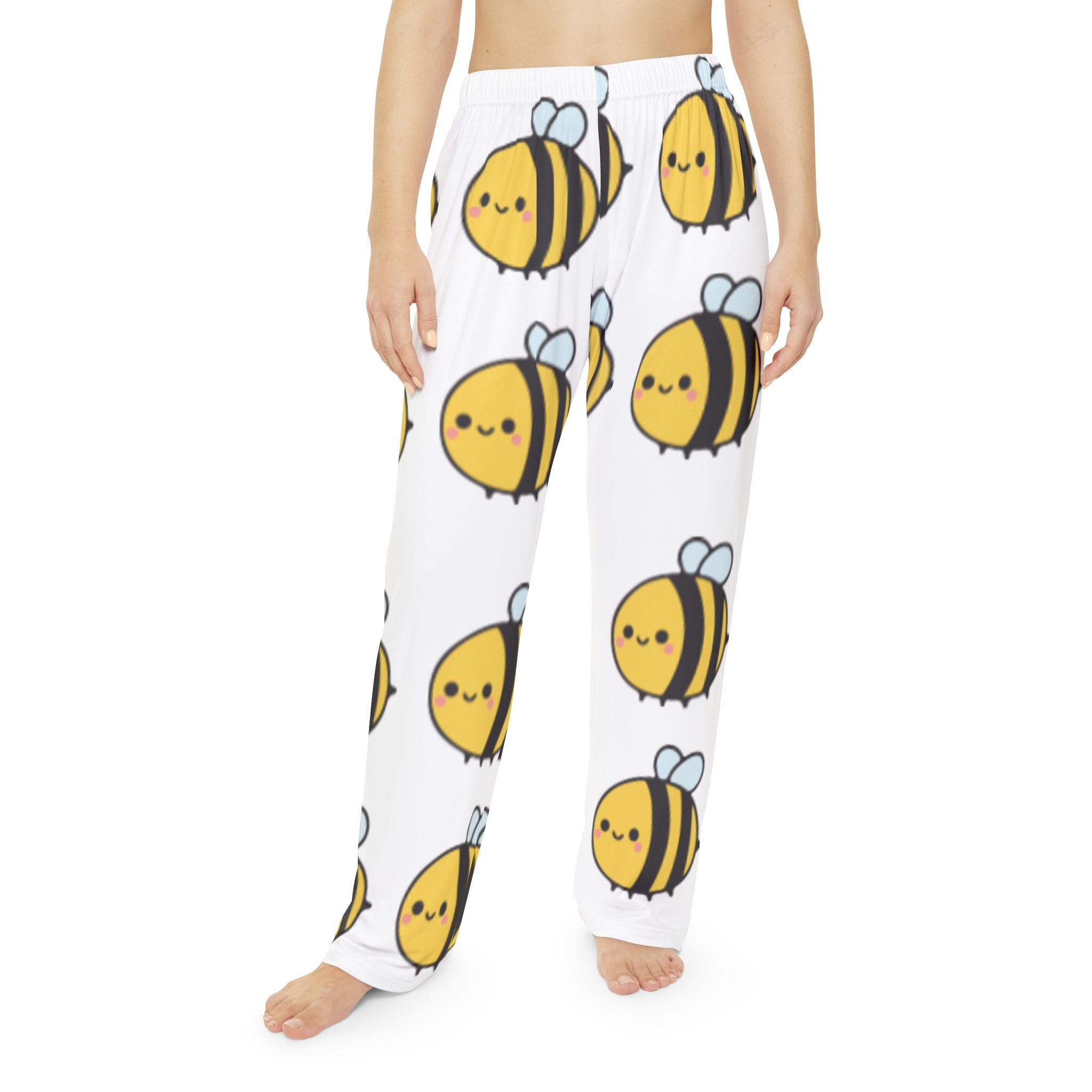 Cute Kawaii Bee Pajama Pants — Women's All-Over-Print Sleep Lounge Pants