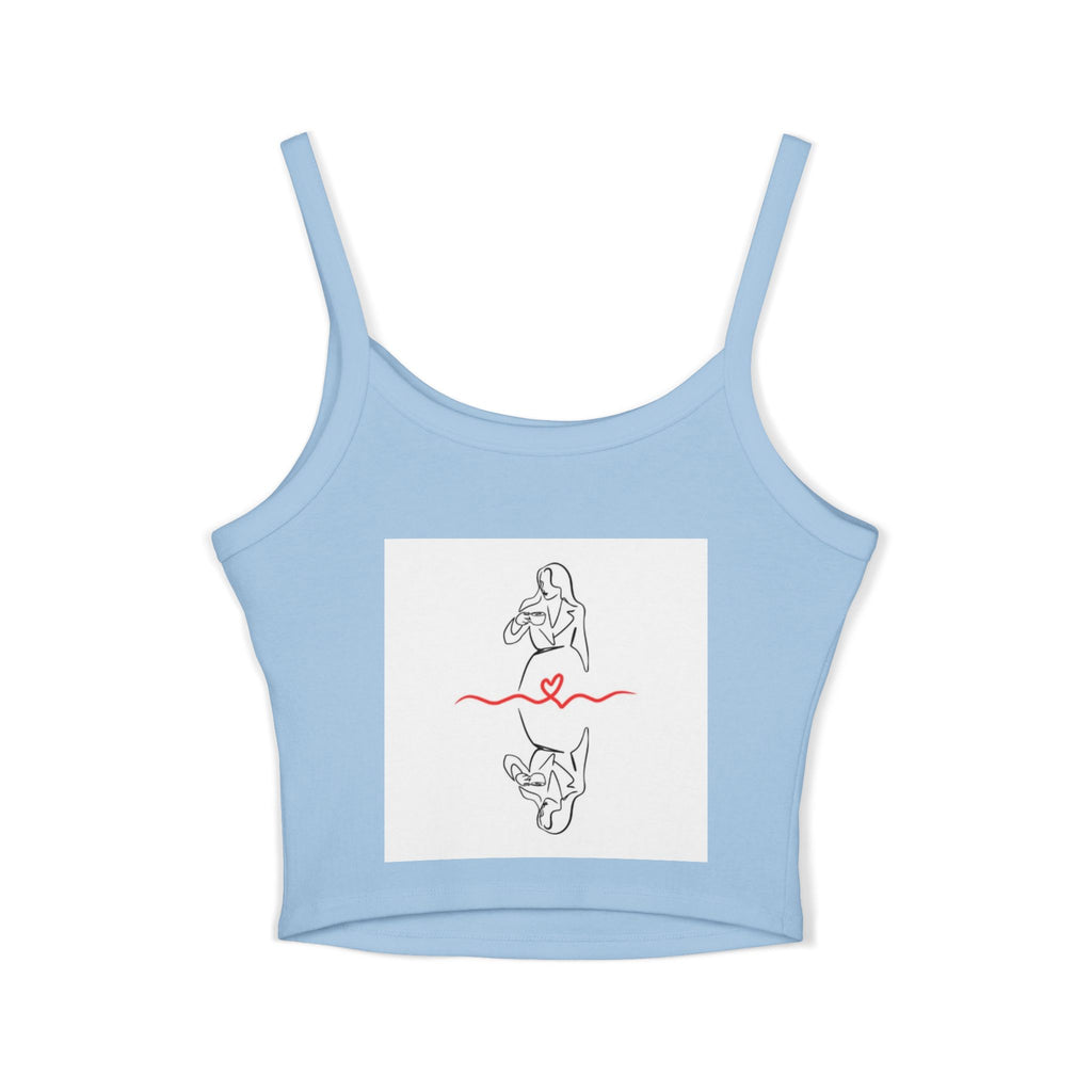 Women’s Heart Graphic Crop Tank Top — Spaghetti Strap