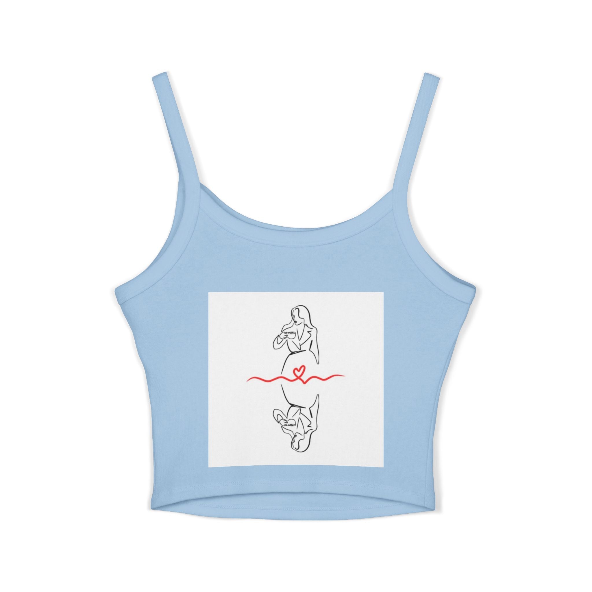 Women’s Heart Graphic Crop Tank Top — Spaghetti Strap