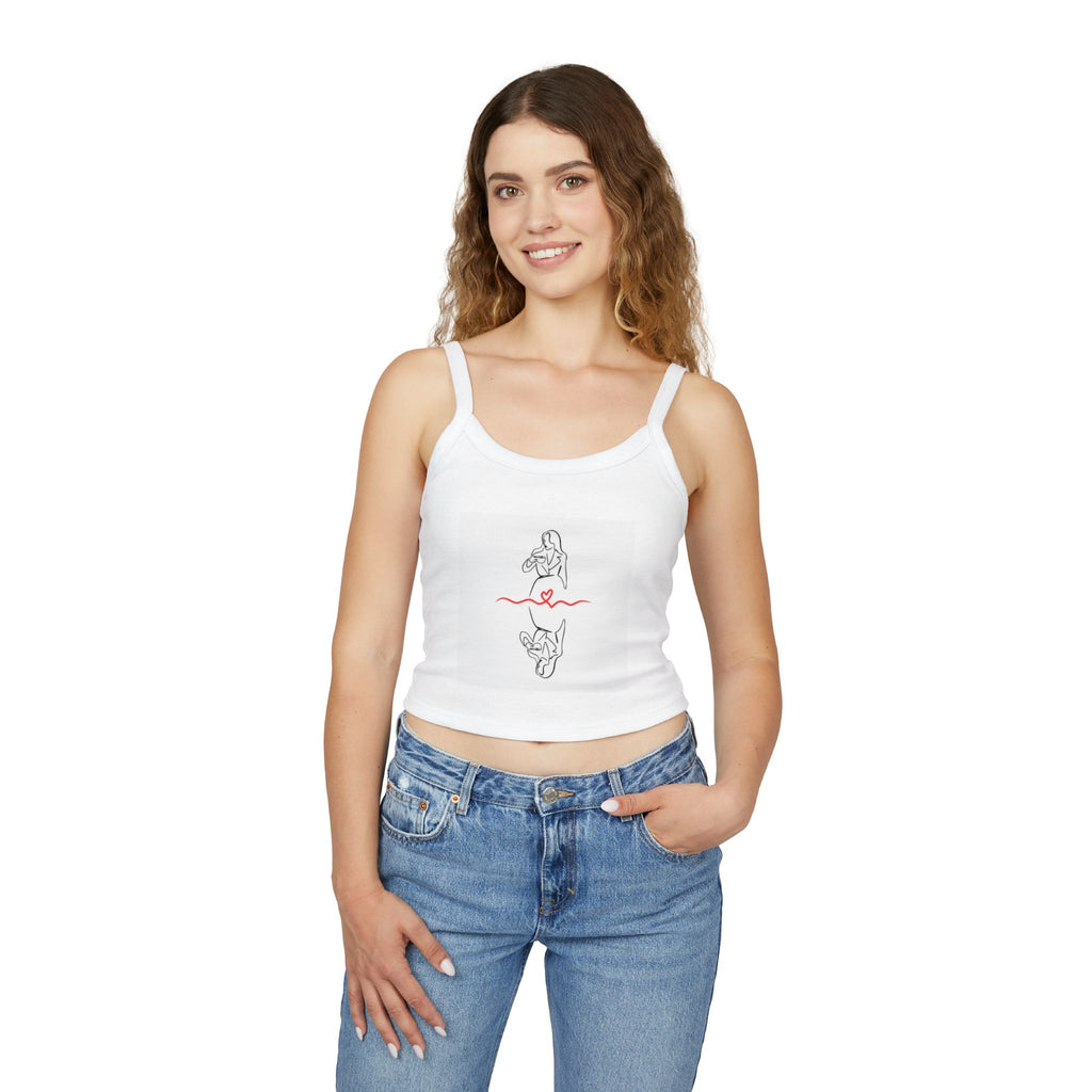 Women’s Heart Graphic Crop Tank Top — Spaghetti Strap