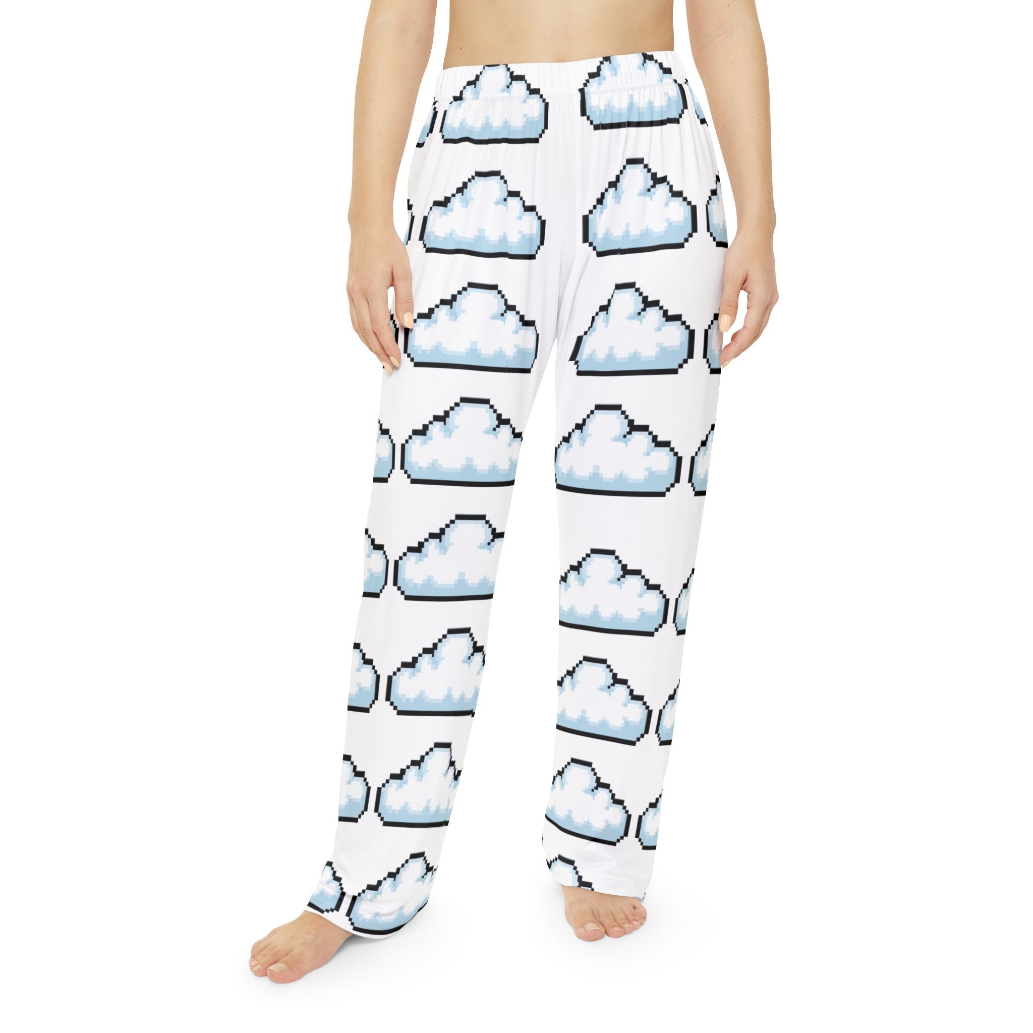 Cloud Pixel Print Pajama Pants — Women's Cozy Lounge Sleepwear