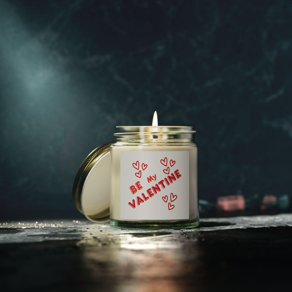 Valentine Coconut Apricot Scented Candle (4oz & 9oz) — "Be My Valentine" Jar