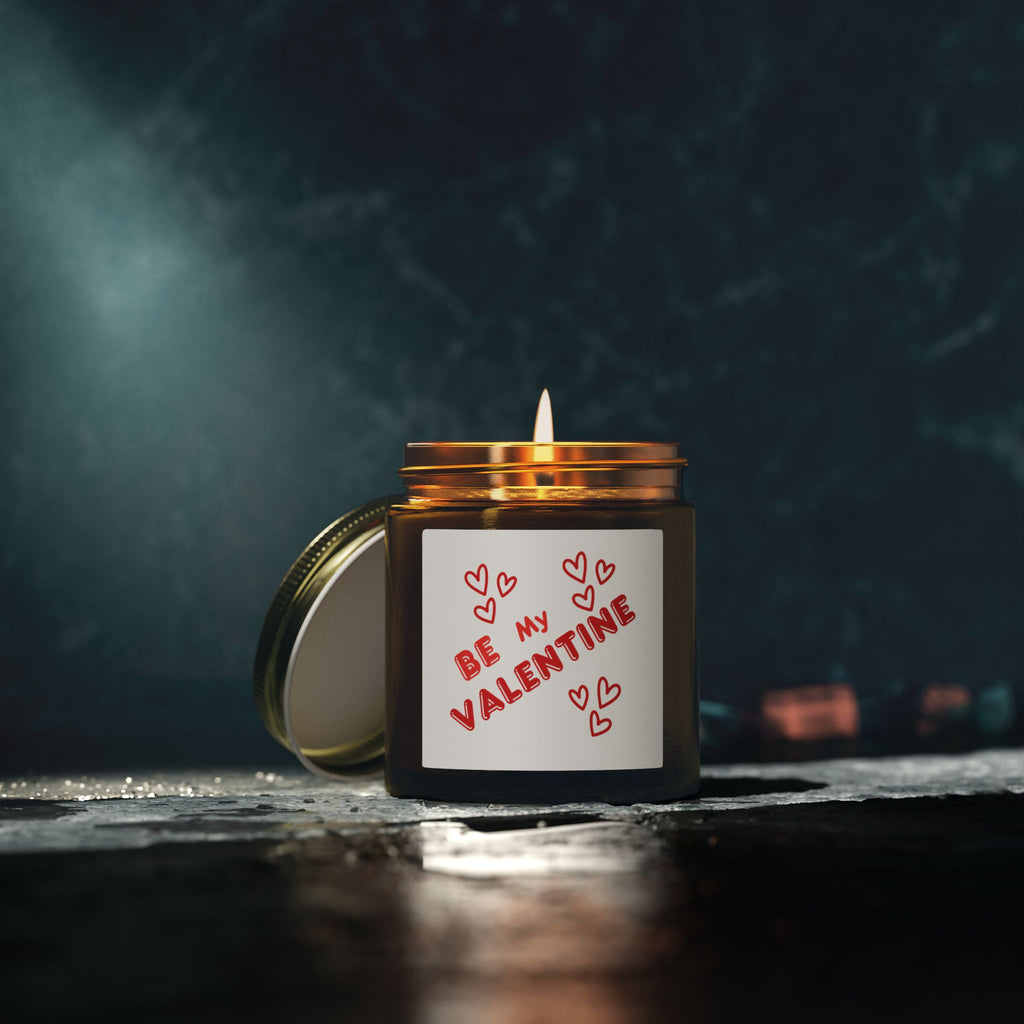 Valentine Coconut Apricot Scented Candle (4oz & 9oz) — "Be My Valentine" Jar