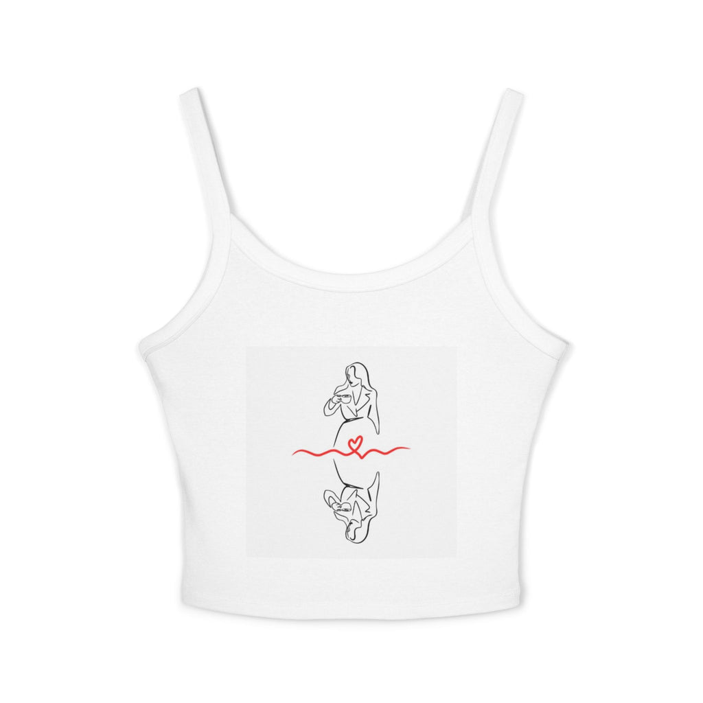 Women’s Heart Graphic Crop Tank Top — Spaghetti Strap