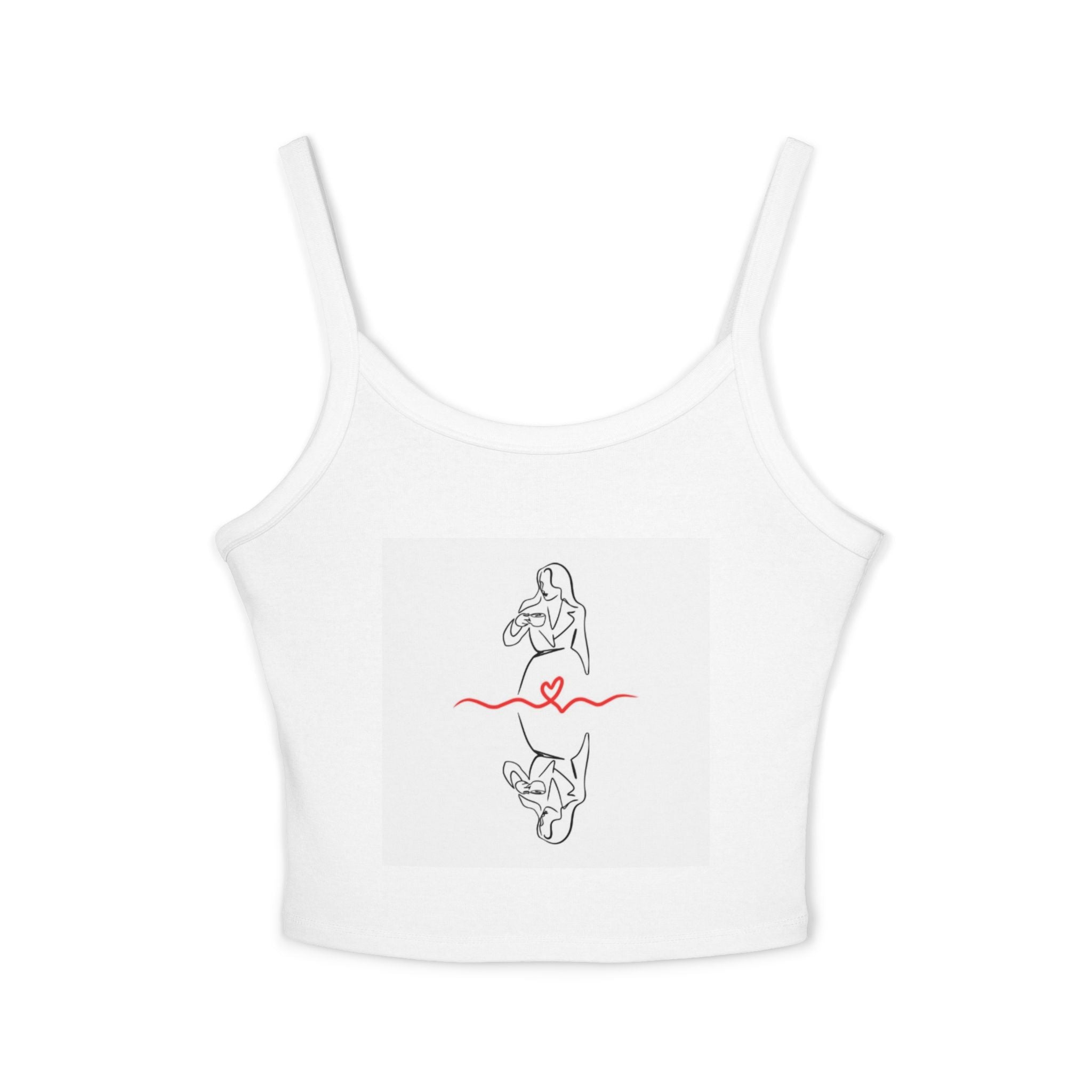 Women’s Heart Graphic Crop Tank Top — Spaghetti Strap