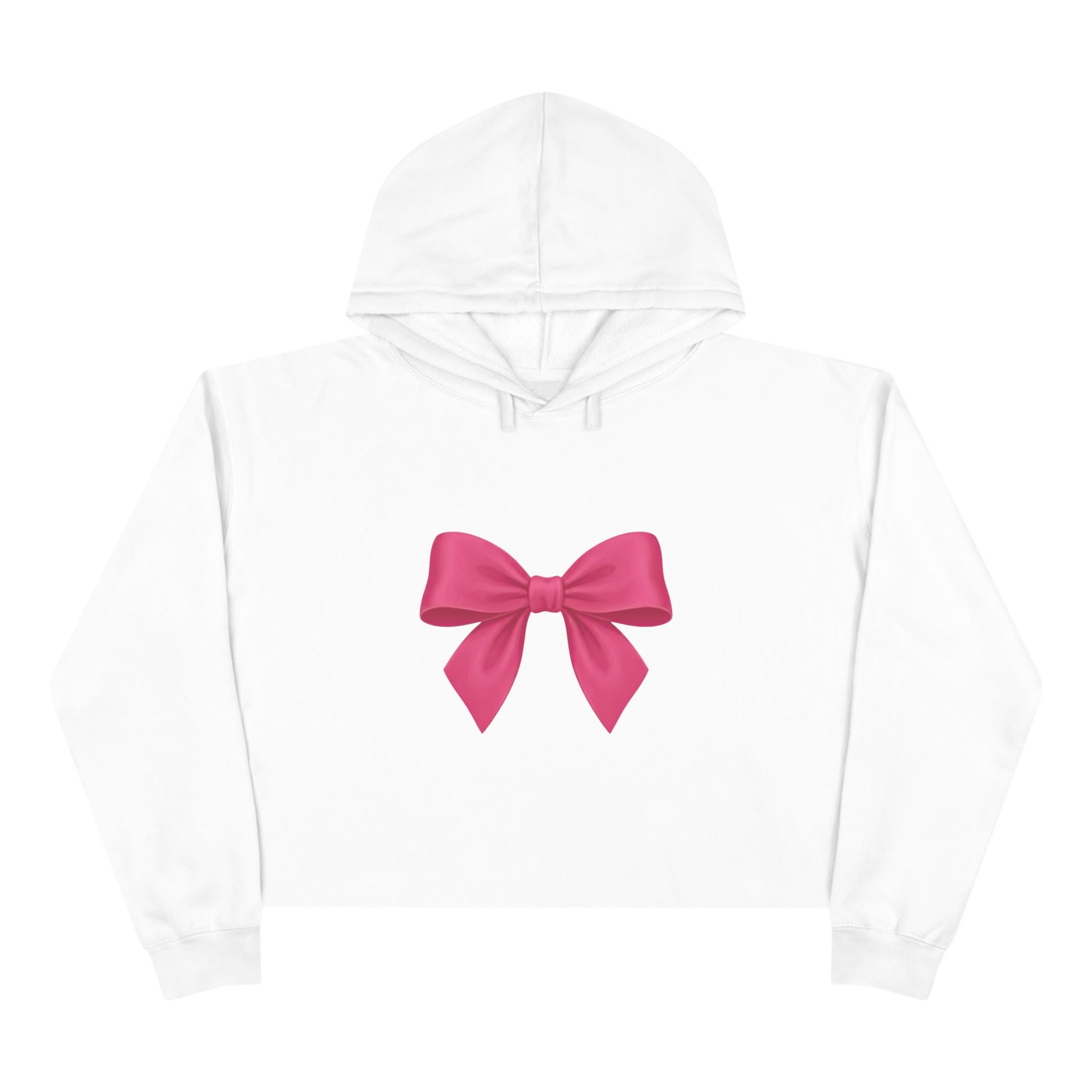 Pink Bow Crop Hoodie – Cute Girly Cropped Hoodie with Ribbon Graphic