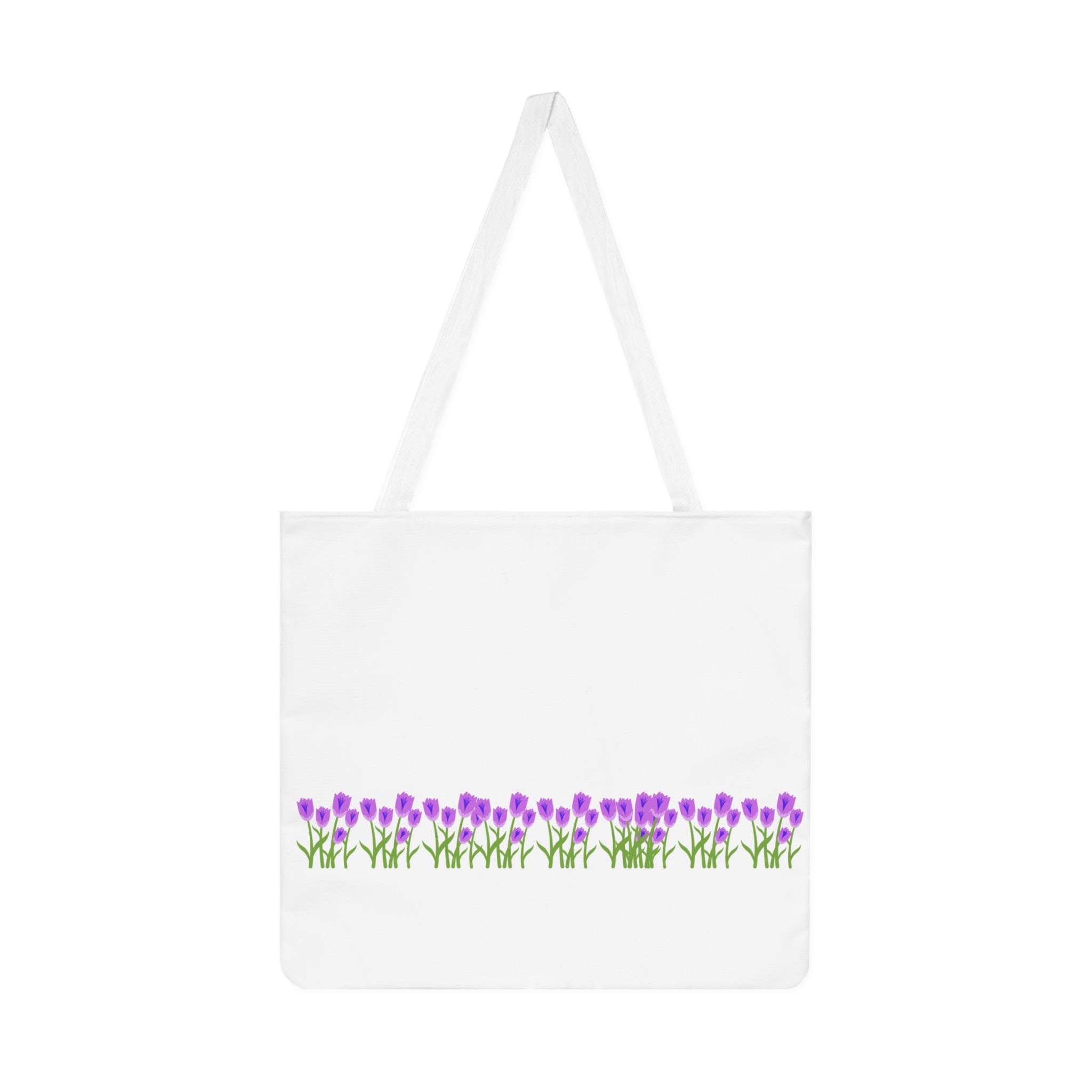 Purple Tulip Shoulder Tote Bag — Floral AOP Tote for Women