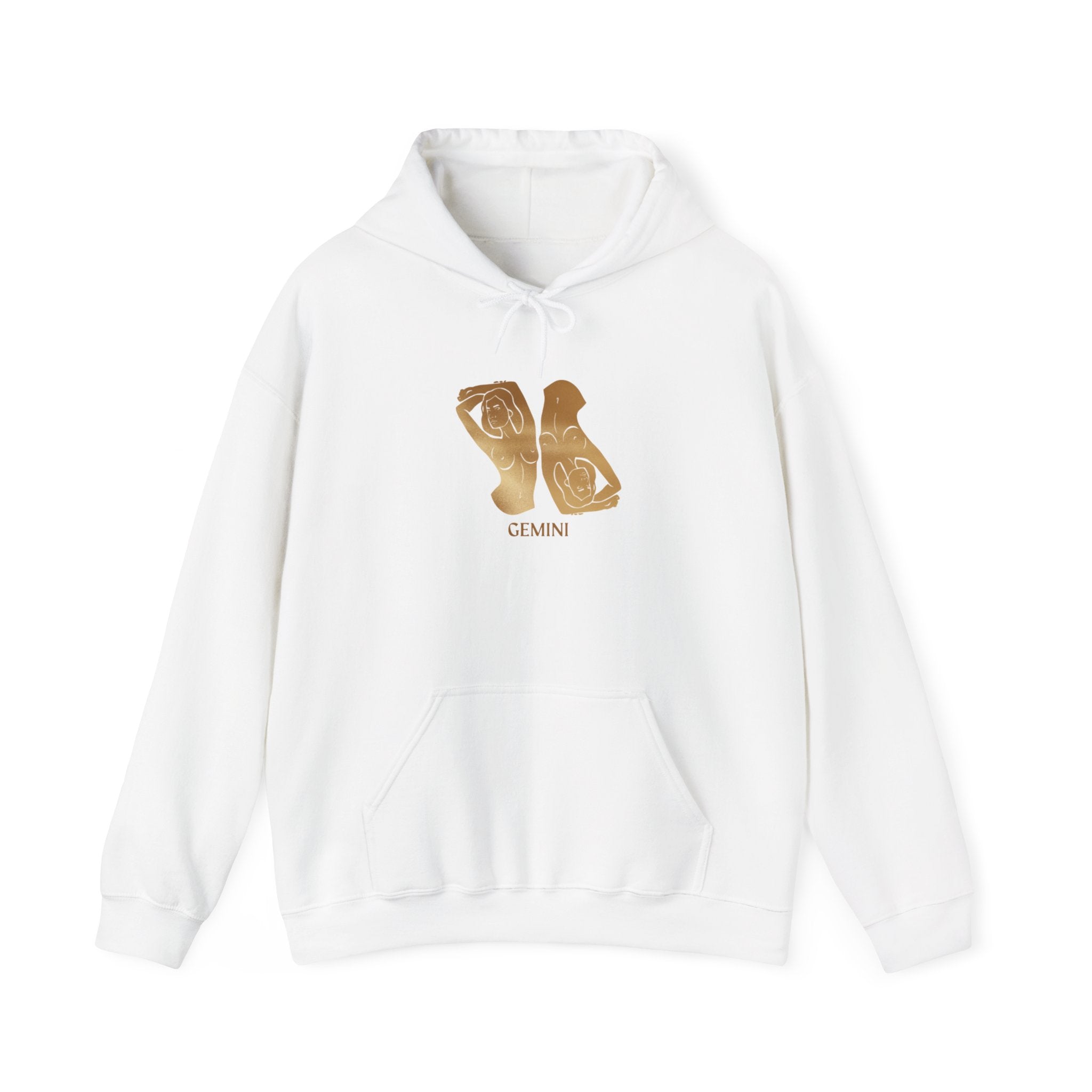 Gemini Zodiac Hoodie — Gold Astrology Graphic Sweatshirt