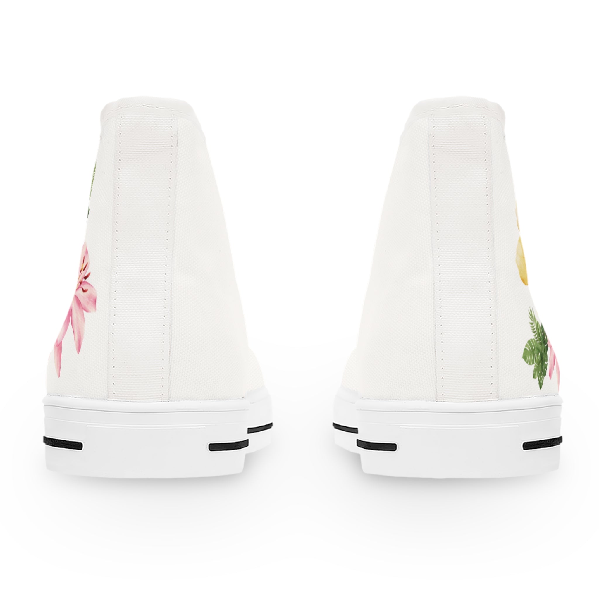 Floral Watercolor High-Top Sneakers — Women's Casual Canvas Shoes