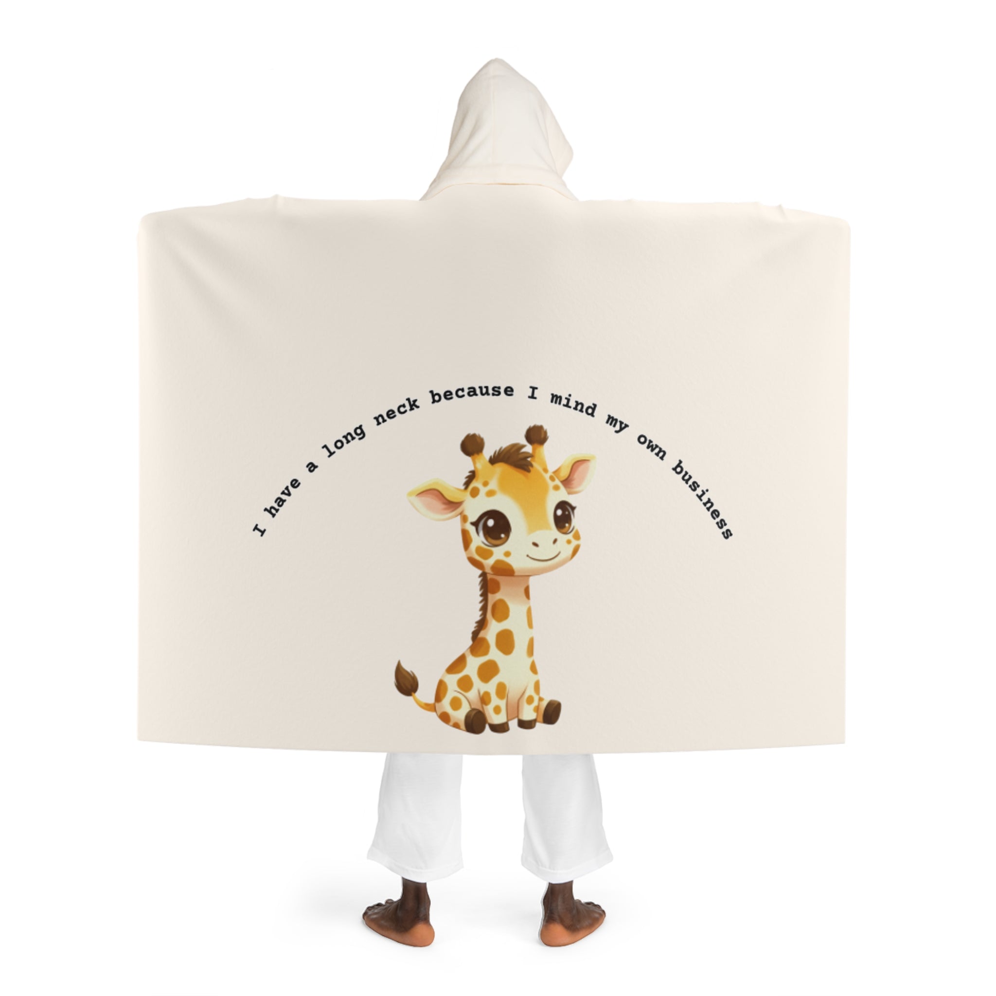 Hooded Sherpa Blanket – Cozy Fleece Cloak with Plush Hood and a Cute Giraffe Design