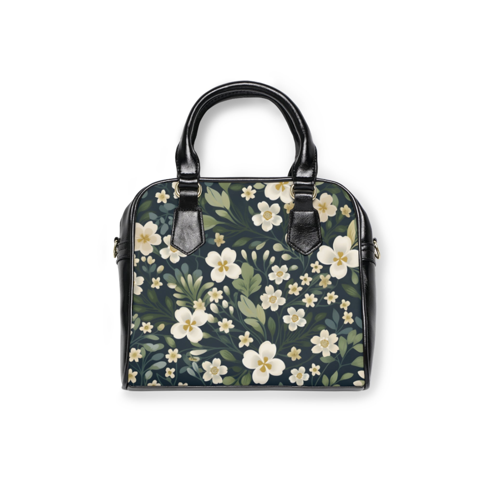Floral Vintage Shoulder Handbag — Cream Blossom Pattern