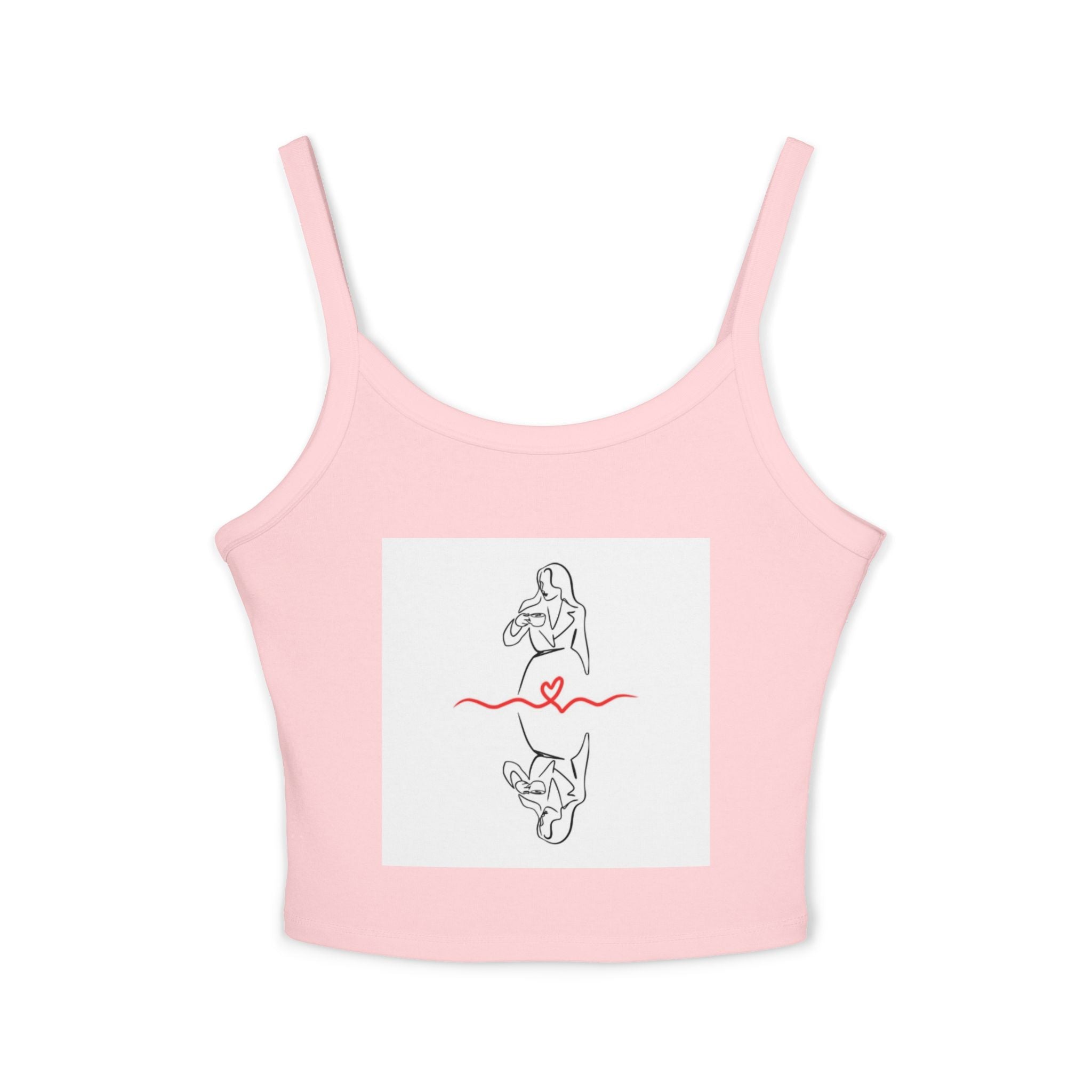Women’s Heart Graphic Crop Tank Top — Spaghetti Strap