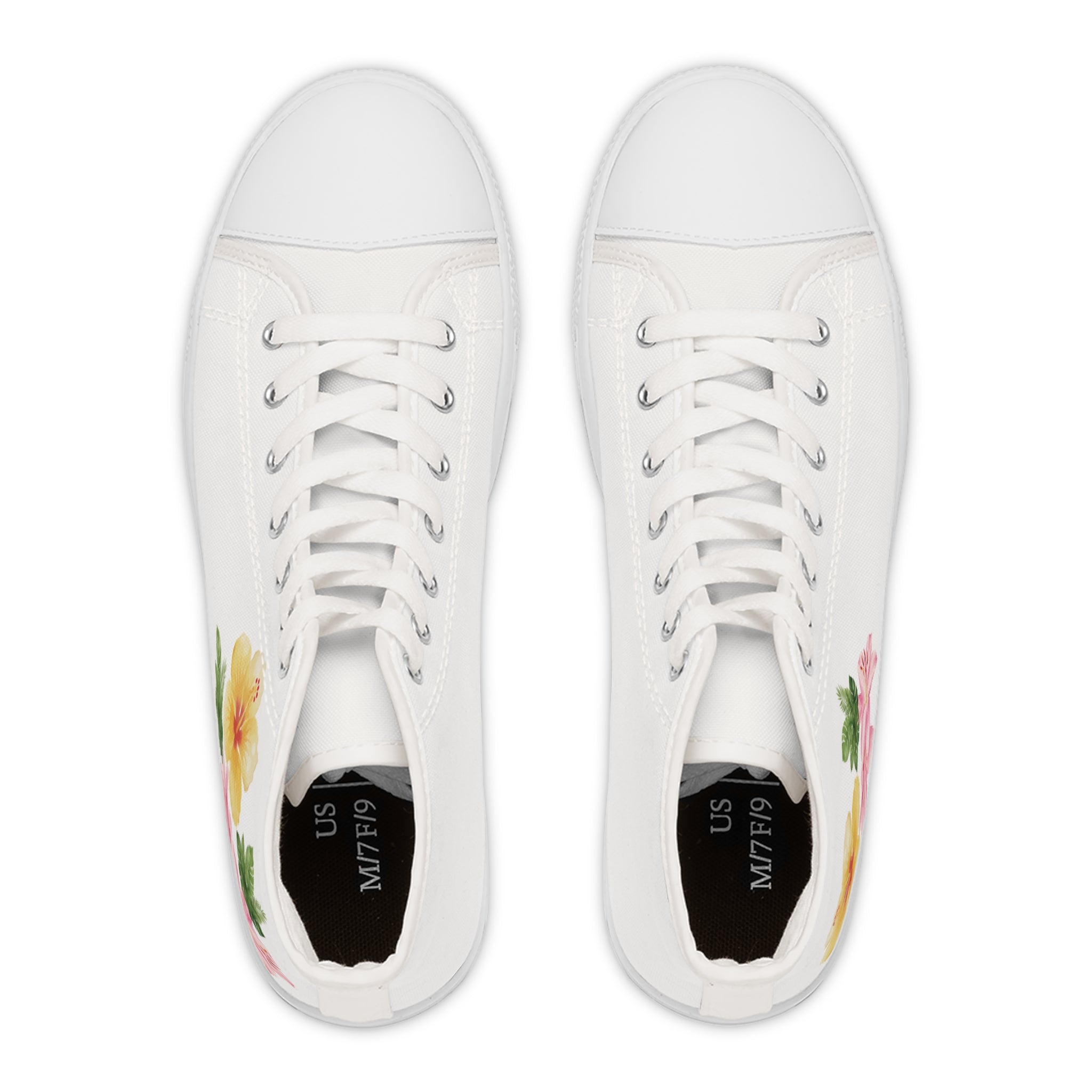 Floral Watercolor High-Top Sneakers — Women's Casual Canvas Shoes