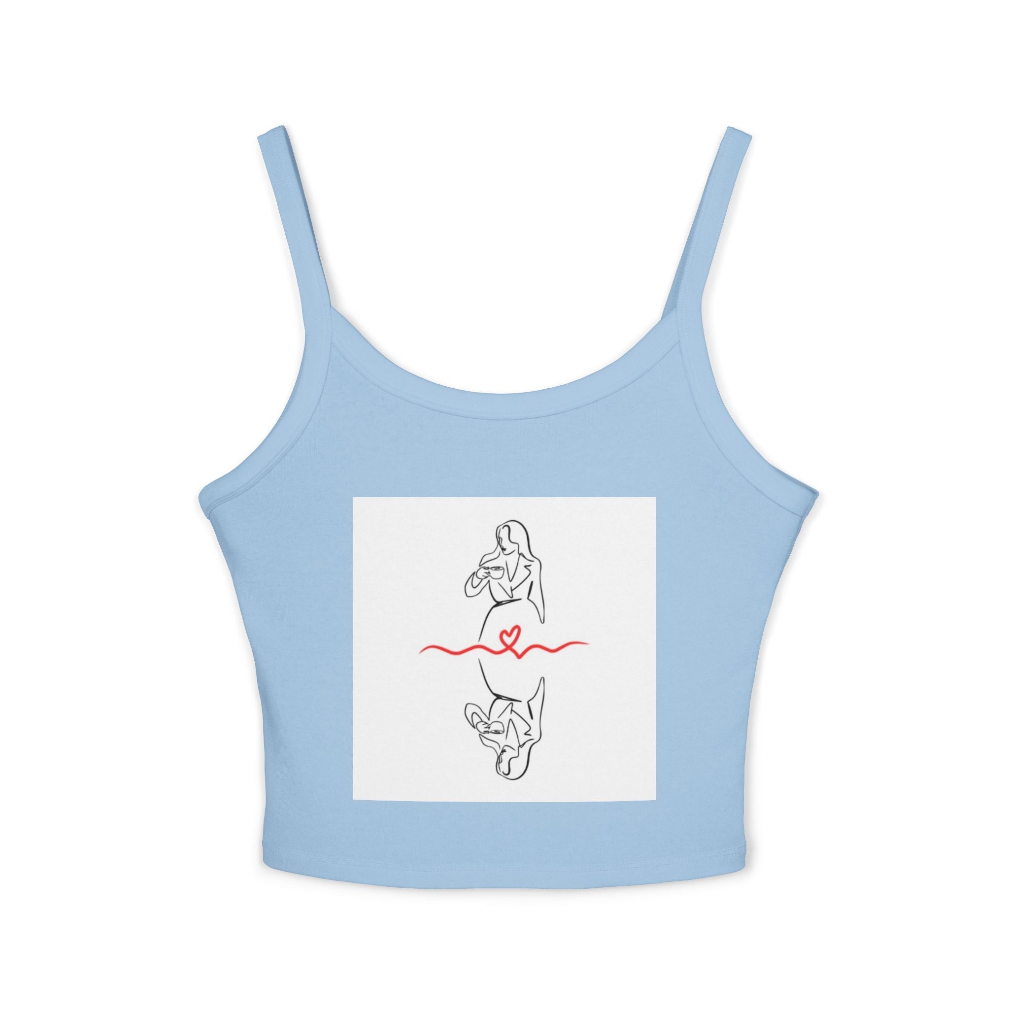 Women’s Heart Graphic Crop Tank Top — Spaghetti Strap
