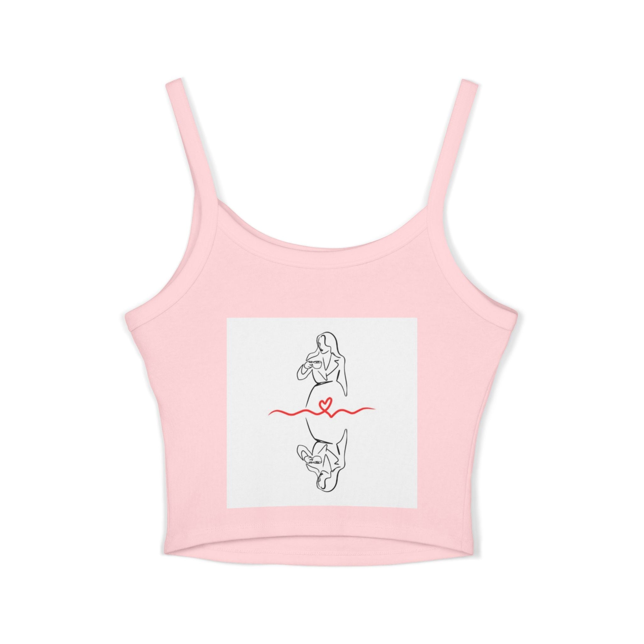 Women’s Heart Graphic Crop Tank Top — Spaghetti Strap