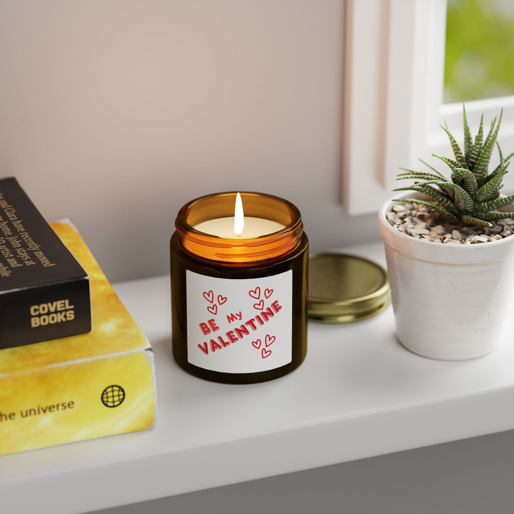 Valentine Coconut Apricot Scented Candle (4oz & 9oz) — "Be My Valentine" Jar
