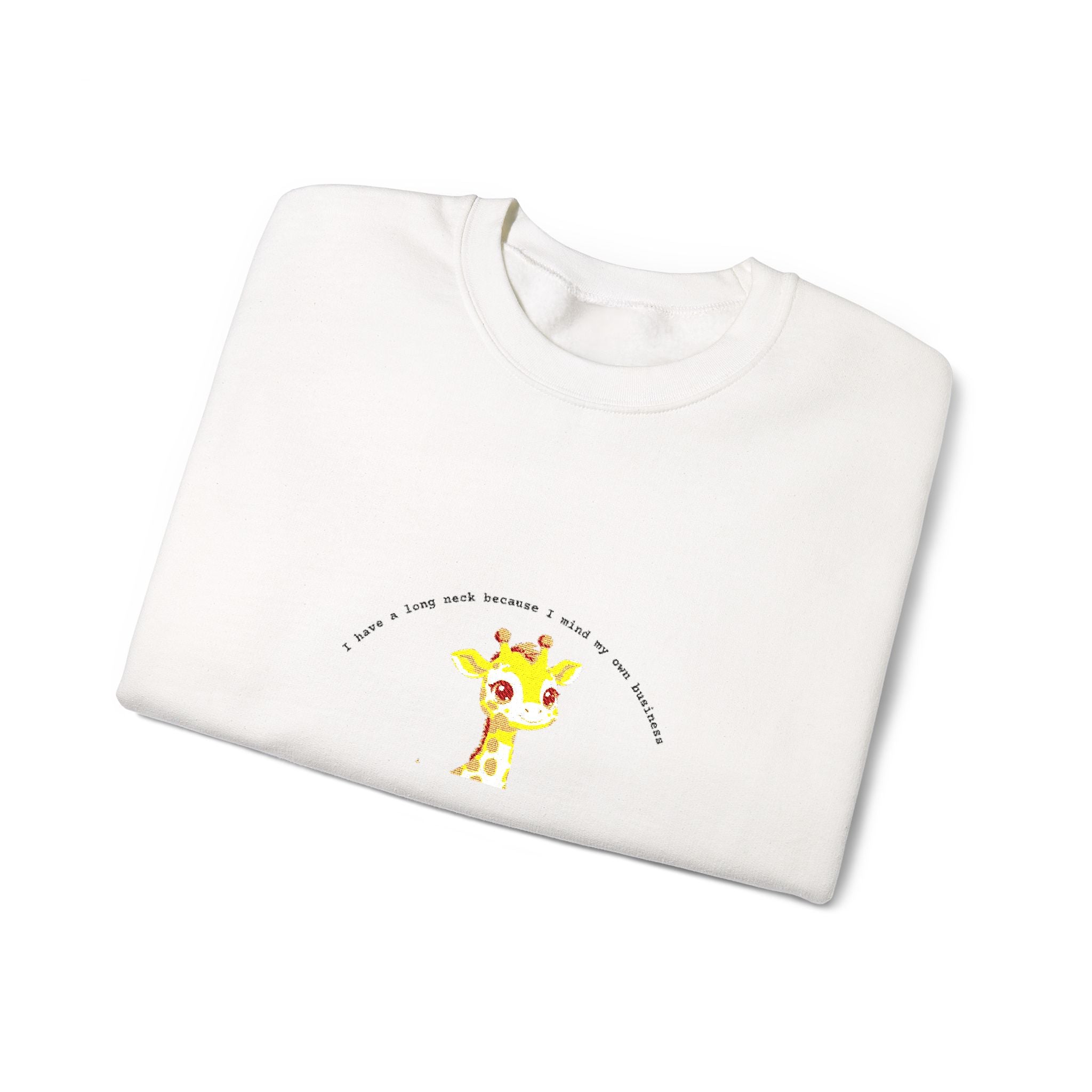 Crewneck Sweatshirt — Cute Yellow Giraffe 'Stay Wild, Be Kind' Graphic