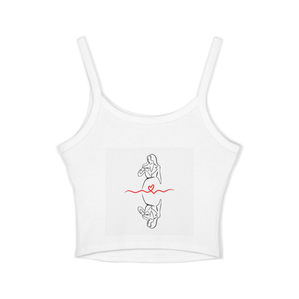 Women’s Heart Graphic Crop Tank Top — Spaghetti Strap