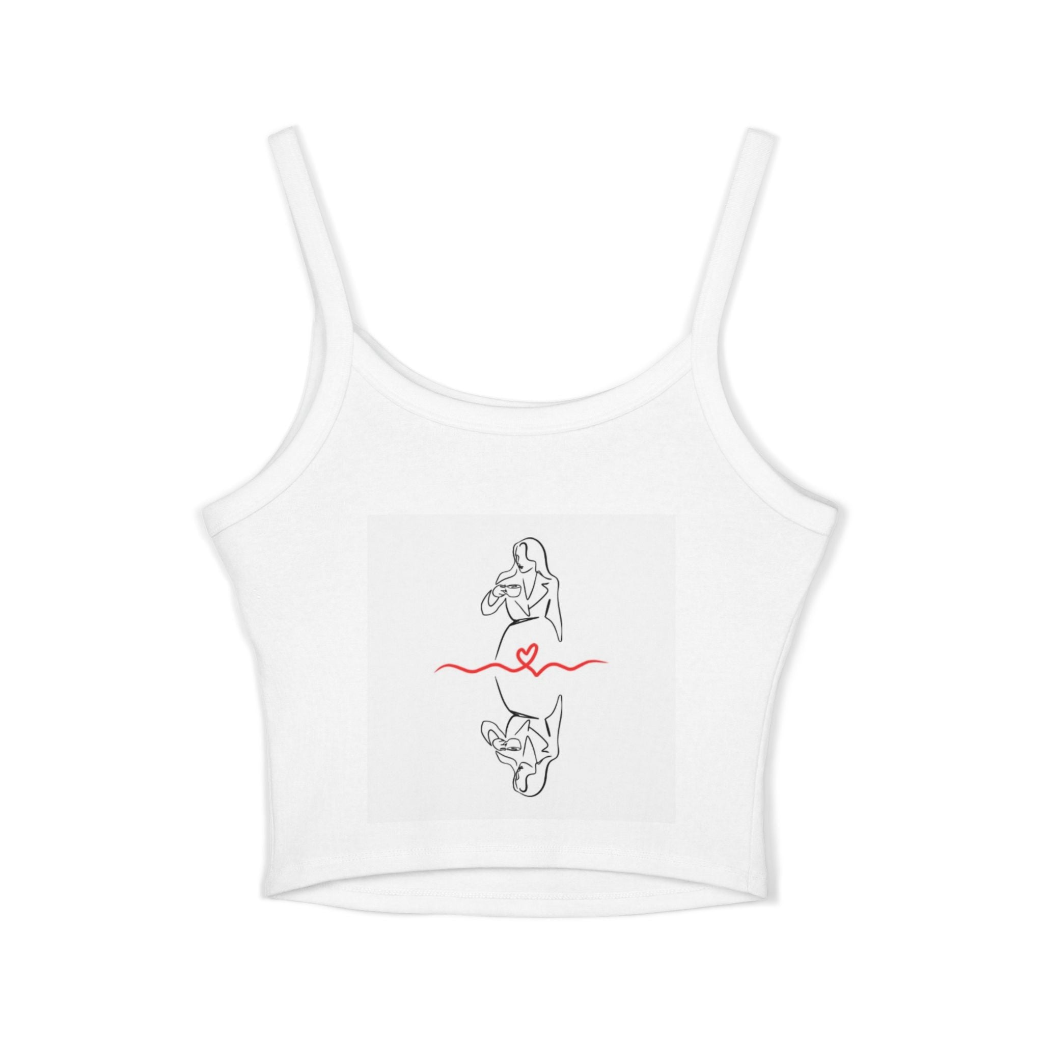 Women’s Heart Graphic Crop Tank Top — Spaghetti Strap